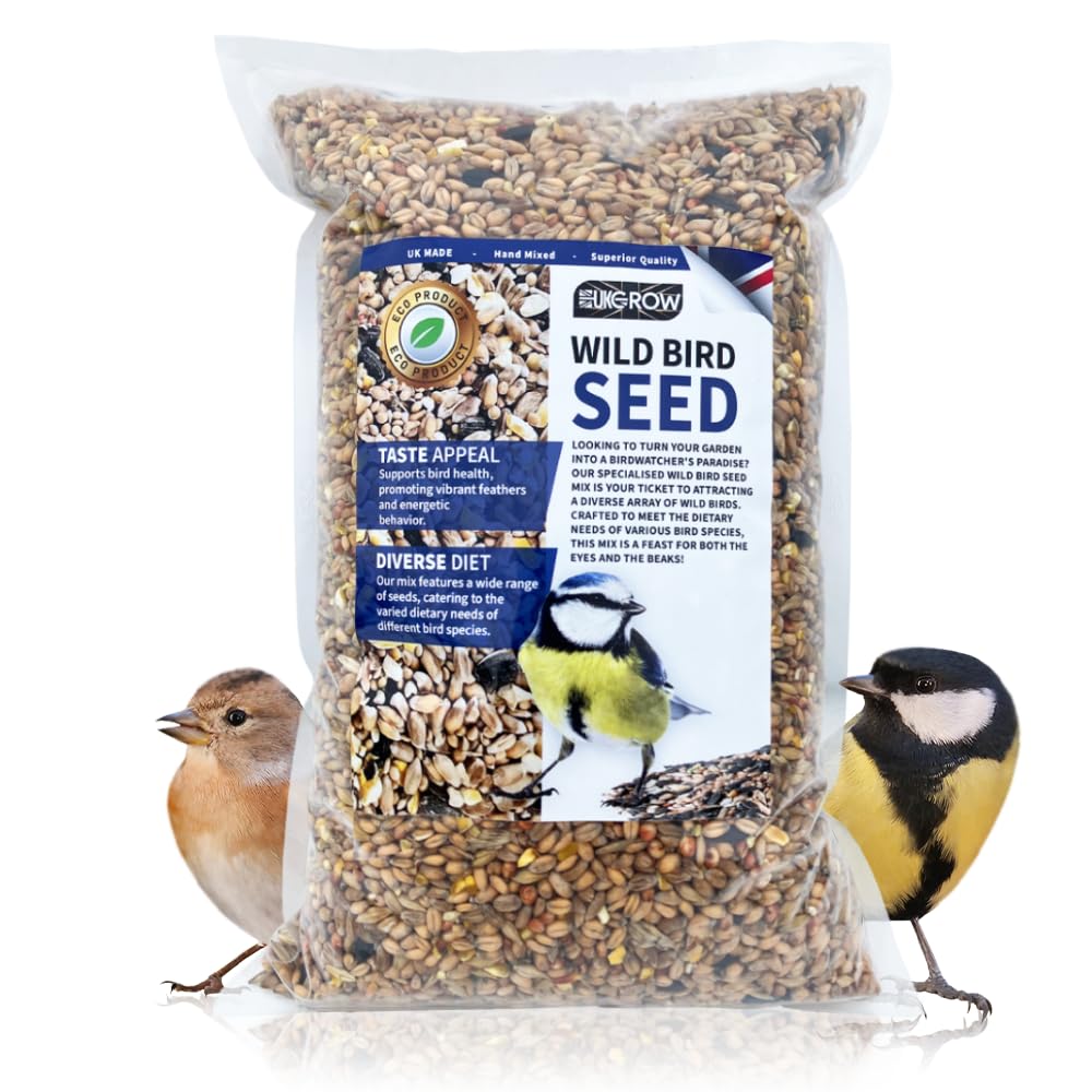 Wild Bird Seed - UKGROW Premium Blend for Garden Birds | Eco-Friendly, Nutrient-Rich Mix | Available in 1L, 2L, 3L, 4L, 5L, 10L, 20L Sizes (1 Litre)