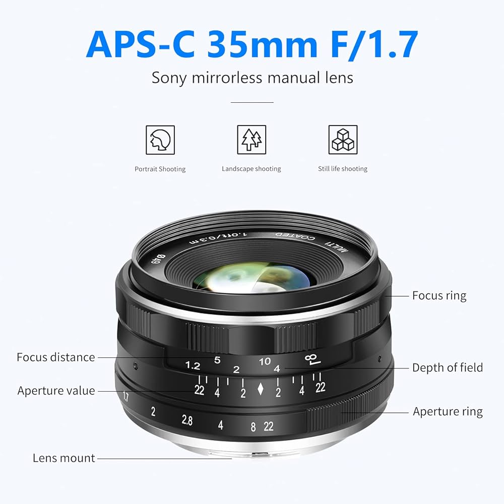 Amazon | NEEWER NW-E-35-1.7 35mm F/1.7手動フォーカスプライム