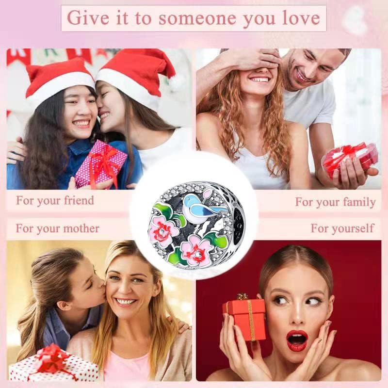 Miniatura 6 de LNQOBU Dijes de plata de ley 925 para pulseras y collares para mujeres y niñas (con una cuenta espaciadora)