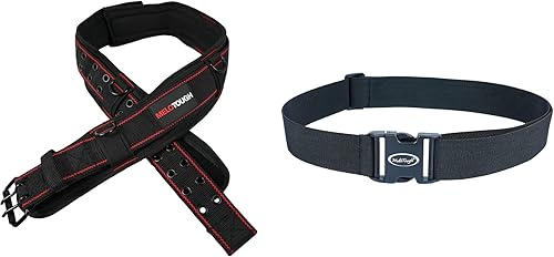 MELOTOUGH Cinturón de herramientas acolchado con anillo en D para hombre, resistente y duradero, doble hebilla de rodillo de metal + hebilla de
