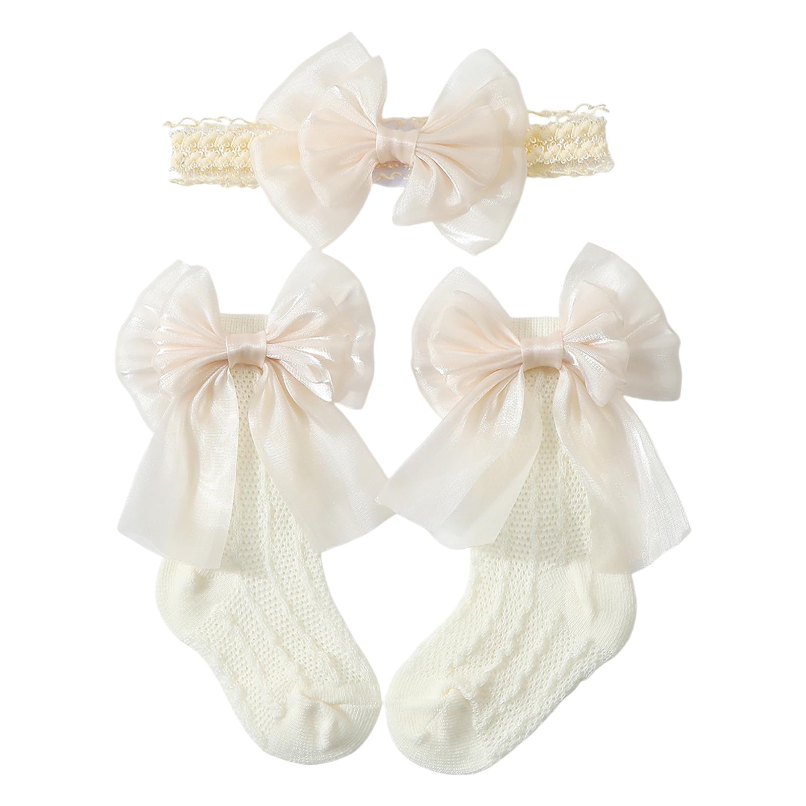 Kalttoy Bowknot Design Baby Headband and Socks Coordinated Set for Newborns Toddler Multiple Color Baby Headband Set