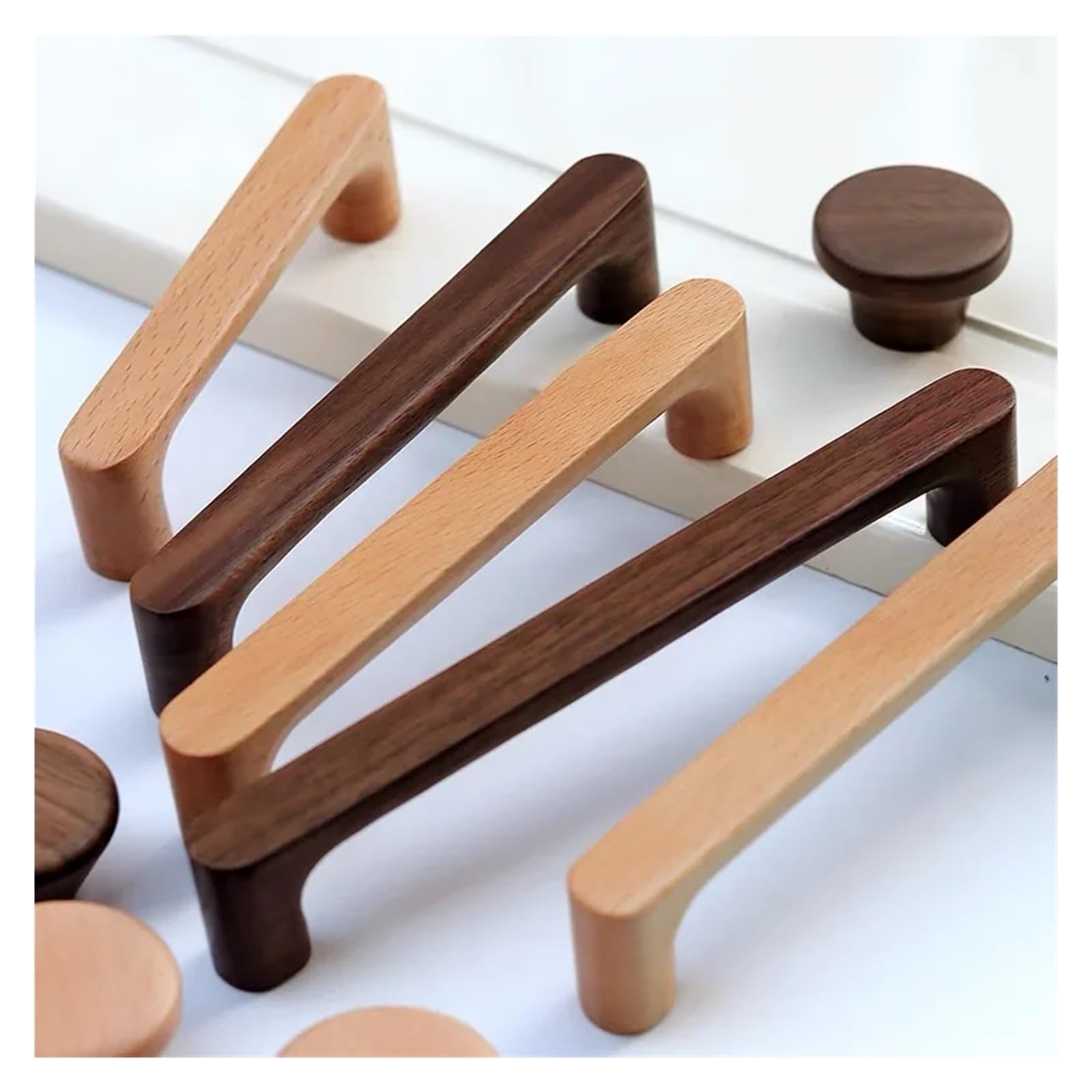 Tiradores para muebles de cocina 20 tiradores de madera for armarios, puertas cocina maciza, tocador(Beech-C128mm)