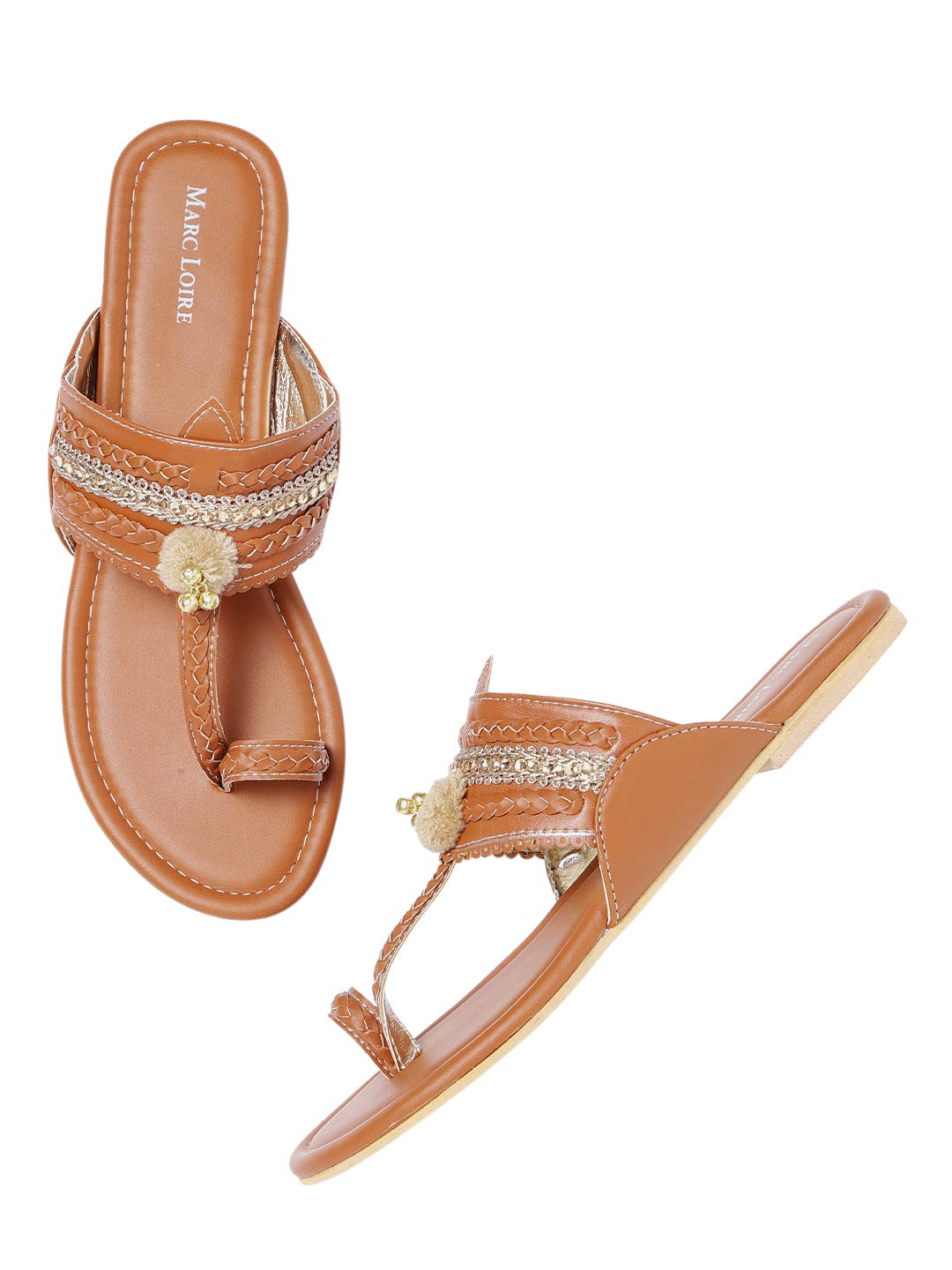 Marc Loire Womens Brown Ethnic Slip On Flat Flip Flop Chappals, 8 UK (B07JBZYRVH) Amazon Price History, Amazon Price Tracker