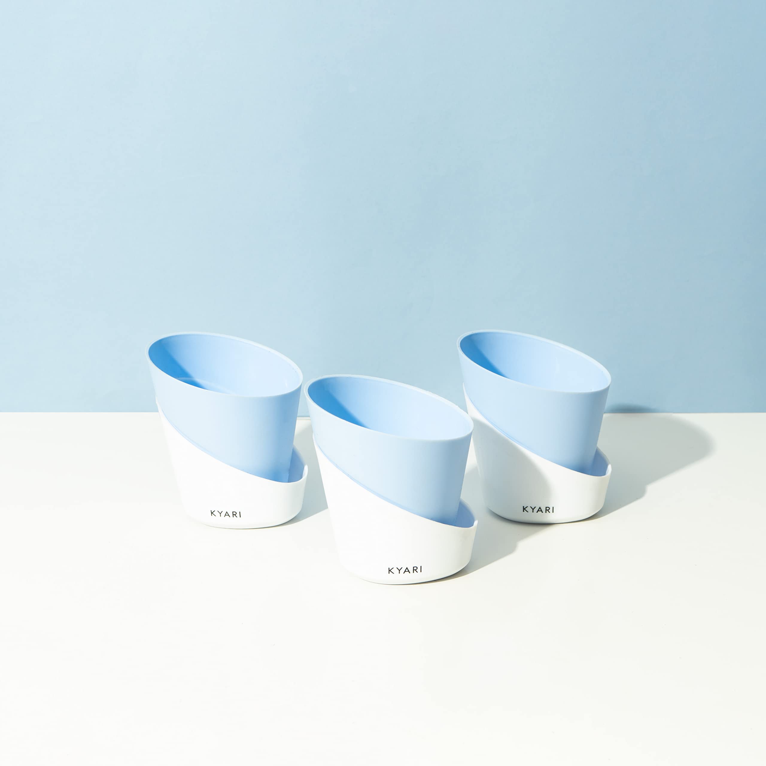 KYARI Combo of 3 Baby Blue Self-Watering Pots for indoor plants, Best Flower Pots & Planters for Home Decor, Living Room, Kitchen, Bedroom, Table Top, Office, Gifting | Plants not included (B0BV26X5HS) Amazon Price History, Amazon Price Tracker