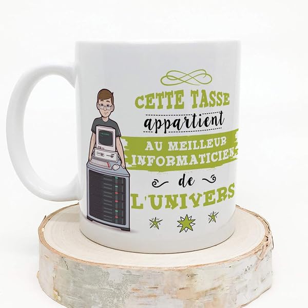 Mugffins Informaticien Tasses Originales de café et Petit-déjeuner à Donner Travailleurs Professionnels - Cette Tasse Appartient au Meilleur Informaticien de l'univers - Céramique 350 ML - 4