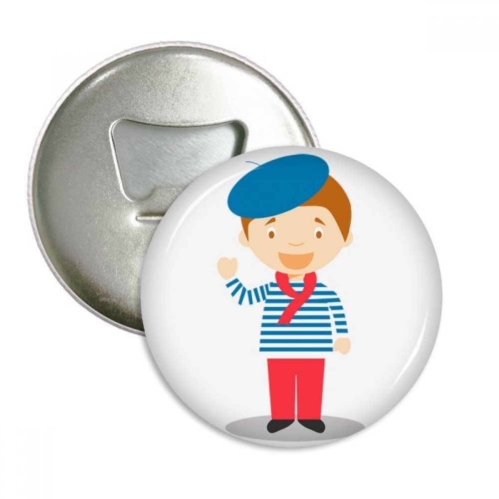 Cadeau argent 3pcs ouvre-bouteille mer bleue France aimanté dessin animé rond