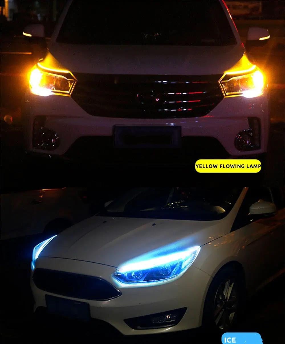 2Pcs Car Universal LED DRL Daytime Running Light Driving Turn Signal Lamp White/Amber Lights - View #6