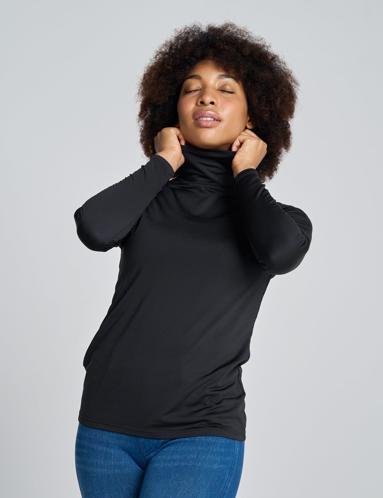 LAPASA Haut Thermique Col Roulé Femme Maillot de Corps à Manches Longues sous-Vêtements Automne-Hiver Chaud L88/L90