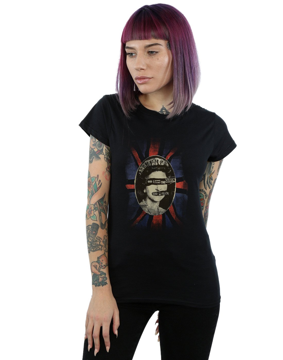 Absolute Cult Women's Black Sex Pistols God Save The Queen T-Shirt Small