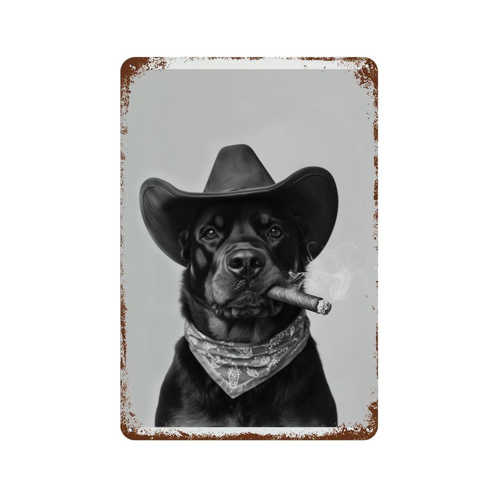 xiaoxiaoshen Rottweiler Cowboy Western Dog Vintage Wall Decor Art Metal Tin Poster Modern Home Decor Art Home Bar Shop Decorations Vintage Sign 30x20cm