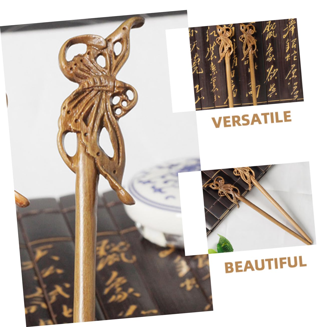 Beavorty 5 Piezas horquilla de palo de pelo palillos para el cabello palillos de pelo de madera palillo de pelo de palillo de pelo de niña accesorios para el cabello chino