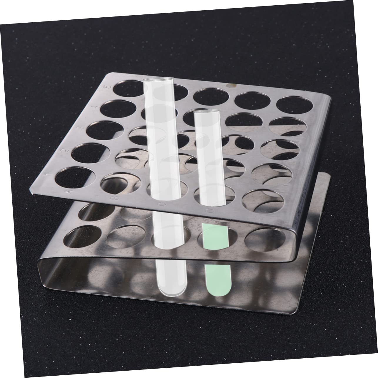 Healvian Support Tube À Essai En Acier Inoxydable 25 Emplacements Porte Éprouvettes Pour Laboratoire Et Fournitures De Laboratoire Scolaire Rangement Pratique Pour Tube À Essai 3.94X3.94X1.77 in