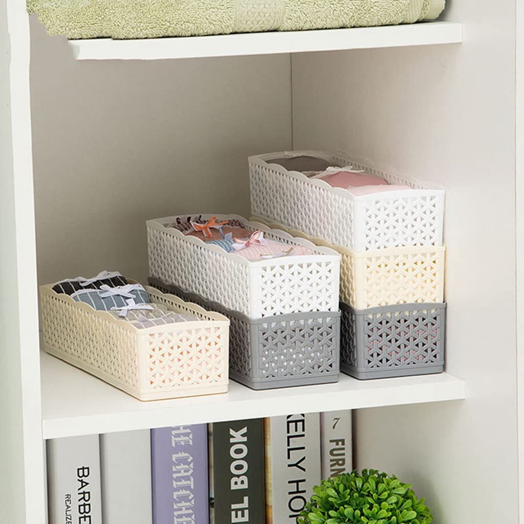 Scatole portaoggetti Intrecciate Calzini Biancheria Intima Mutandine Divisori per cassetti Custodie Separate Organizzatori Guardaroba Organizzazione Bagno casa (3)