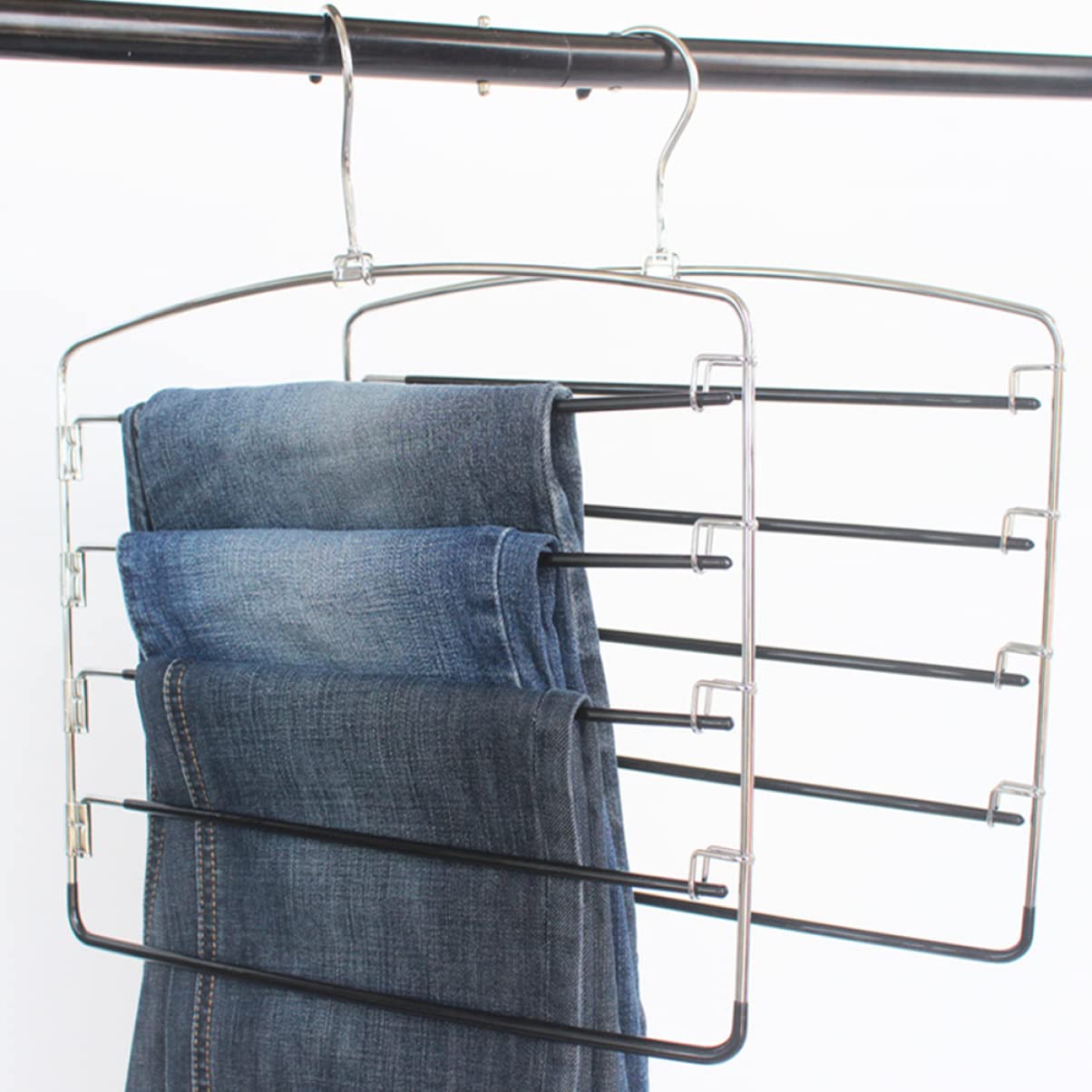 Alipis Gruccia per Pantaloni in Metallo a 5 Livelli, 3 Pezzi, Superficie Liscia, Pratica e Sicura per Bagno e Casa
