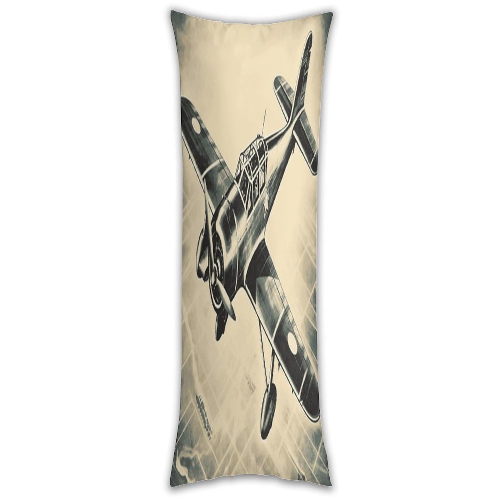Retro Airplane Pillow Cases Breathable Vertical Long Pillowcase Body Pillowcase with Hidden Zipper Closure Soft and Cozy Pillow Cover 20x54 Inches for Bedroom Couch