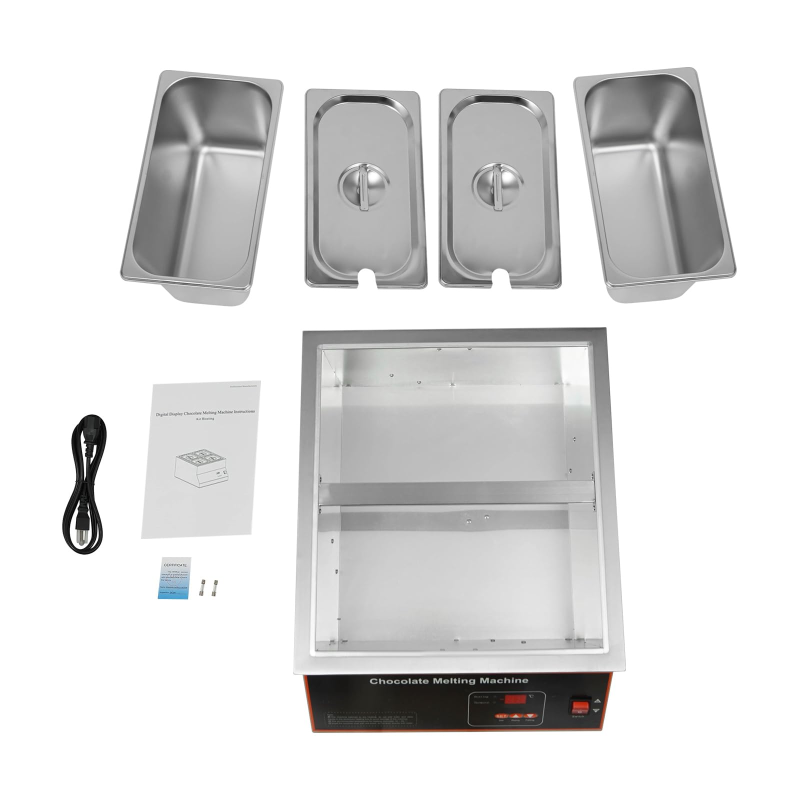 Chocolate Melting Machine, 26.46lbs 2 Tanks Chocolate Melting Pot, 500W Stainless Steel Tabletop Melting Machine with Temperature Range 32-203°F for Bakery Coffee Shop DIY Chocolate Making - 4