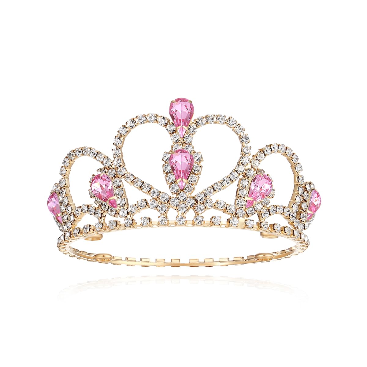 Lovelyshop Princess Pet Tiara Crown for Cats & Dogs, S, Gold Pink