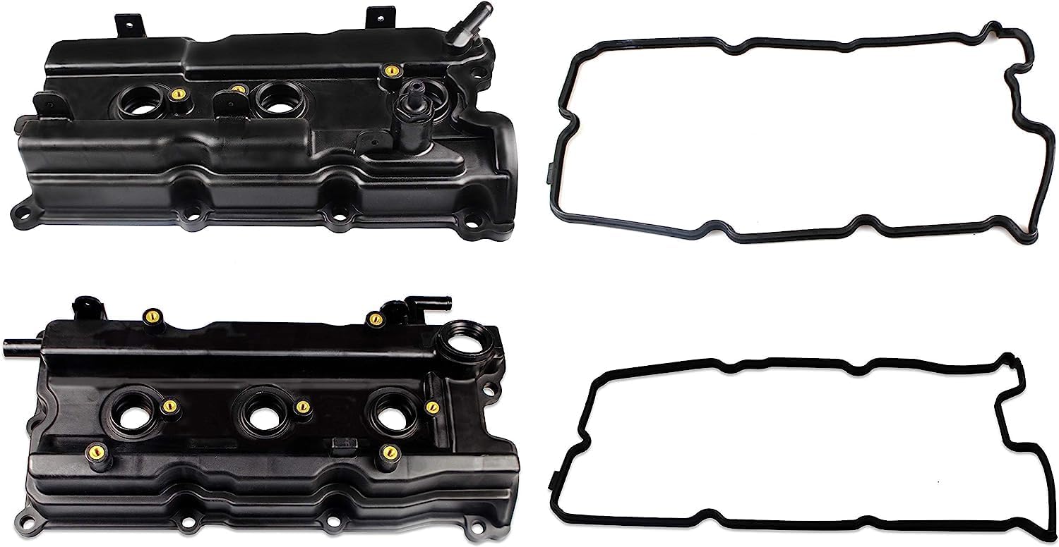 YMAUGP New Engine Valve Cover with Gaskets Left & Right Side Replacement for Altima Maxima Murano I35 V6 3.5L 2002-2007 Replace# 264-985 264-984 13264-8J113 13264-7Y000 (Set of 2)