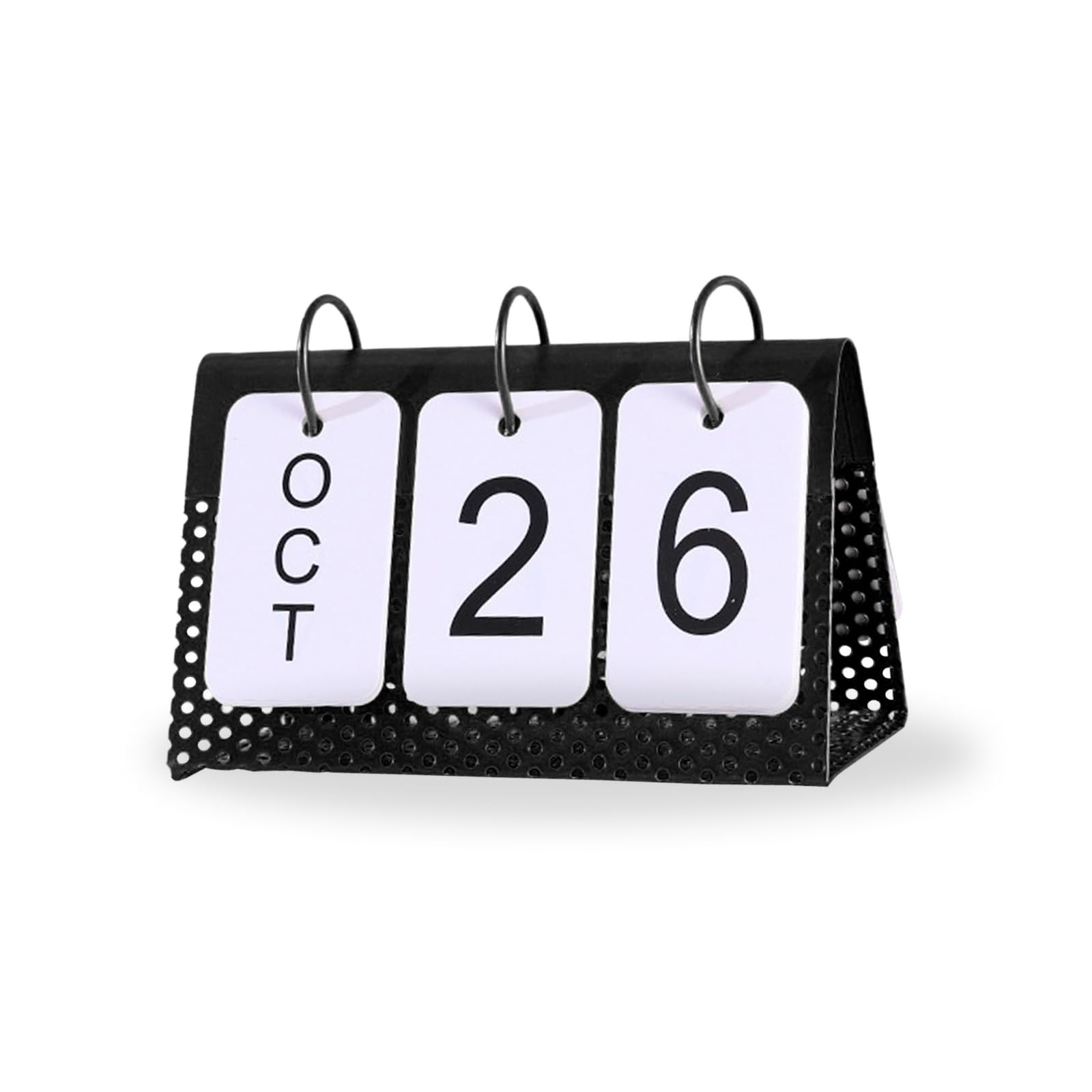 Sharplace Calendrier perpétuel créatif, décor de tournage de table à cadre en métal pour la maison, Le noir