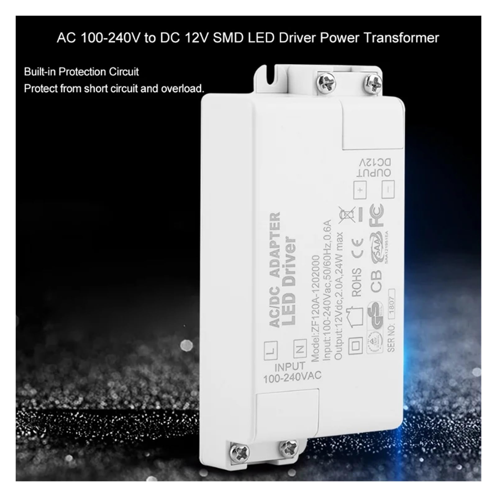 AC 100-240 V do DC 12 SMD LED Przełącznik sterownika Transformator mocy taśmy (12 W) (24(12W)