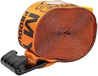 Vista 1 de Correas de cabrestante Mytee Products de 4" x 30' - Correa de amarre resistente a la abrasión naranja para carga con gancho plano WLL# 6670 lbs