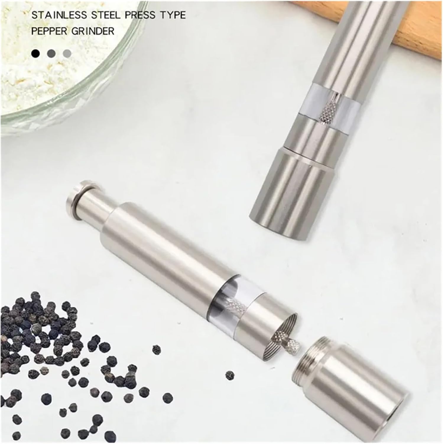 Manual Pepper Grinder Household Sea Salt Ginder Creative Stainless Steel Spice Grinder, Manual Sea Salt Mill