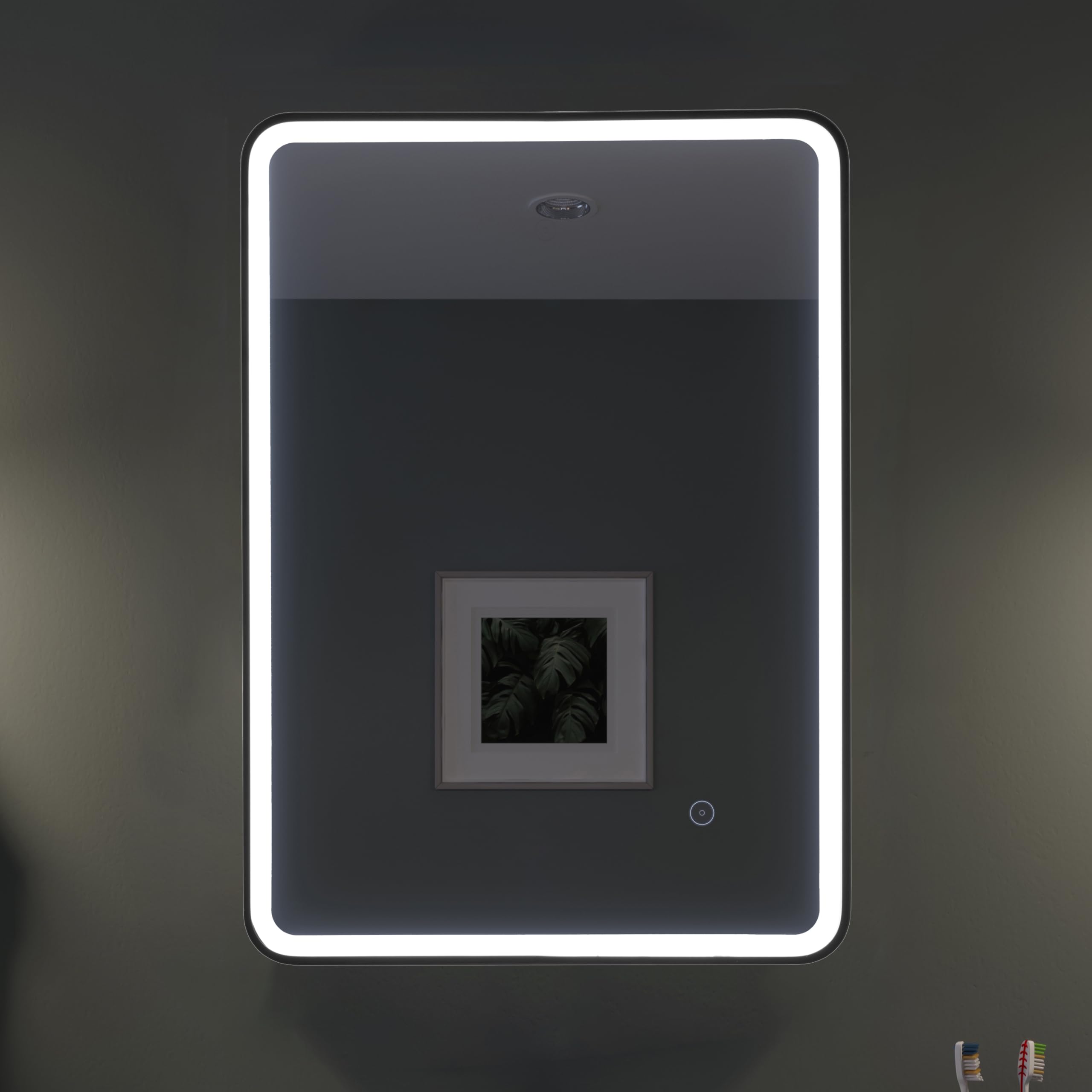 Croydex Flexi-Fix Henderson Matt Black Rectangular Wall-Mounted Bathroom & Wc Illuminated Contemporary Illuminated Mirror (H)70Cm (W)50Cm from B&Q