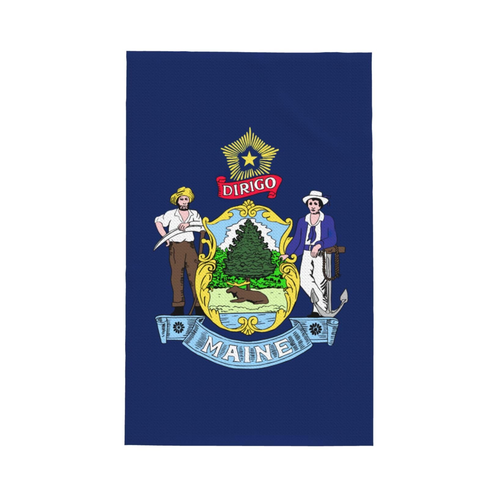 Xxahnbm Black Maine State Flag Print Waffle Kitchen Towel,Absorbent Hand Towel