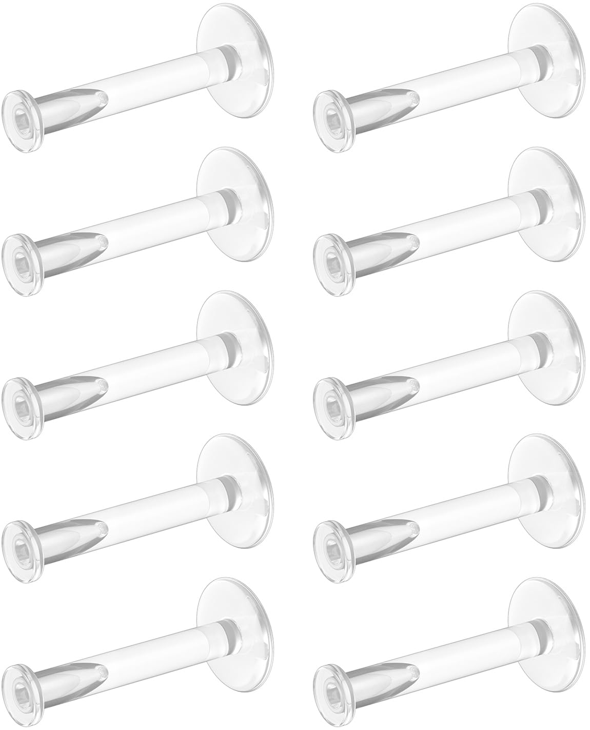 Bioflex Clear Earrings for Sports, Work, School, Surgery, MRI - Clear Piercing Jewelry Labret Studs for Ears, Cartilage, Helix, Tragus, Lip, Medusa, Monroe - Flat Push-In Plastic Earrings (16g, 18g) Piercing Retainers