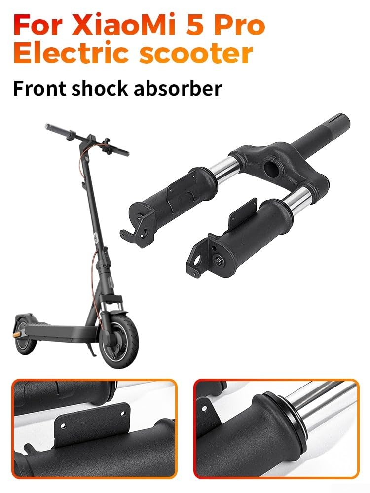 Amortisseur Fourche Avant pour Xiaomi 5 Pro Trottinette Électrique, Suspension Métallique Tube Avant Tube Remplacement Kit Noir