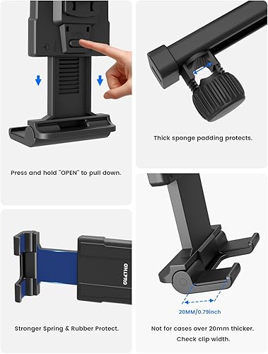 Miniatura 5 de OHLPRO Soporte para tableta para reposacabezas para asiento trasero de automóvil, soporte para iPad compatible con tablet de 4.7 a 13 pulgadas para