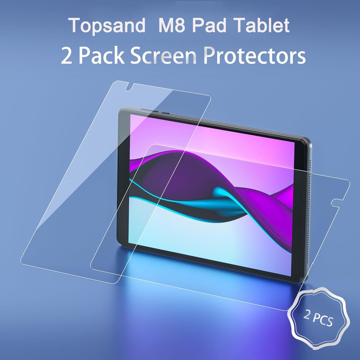 Paquete de 2 protectores de pantalla premium para tablet M8 Android, 8 pulgadas, alta definición, antiarañazos, antihuellas, protección sin burbujas 2