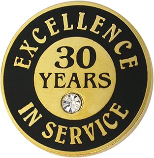 PinMart Gold Plated Excellence in Service 30 Year Award Lapel Pin - coolthings.us