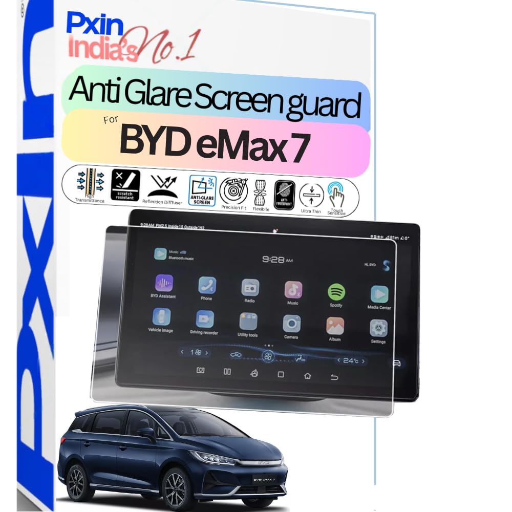 Pxin Anti-Glare & Anti Reflection Screen Guard compatible with BYD eMax 7 Car Infotainment| Plasma Layer| Scratch Resistant | 4K HD Clarity | No Fingerprint-image-34