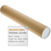 SAVUK 1 x A2 Postal Tubes with End Caps 460x51mm | 18x2 inch | Cardboard Tube Mailers for Packing, Storing & Shipping Posters, Charts, Blueprints, Maps, Artwork & Other Rolled Documents
