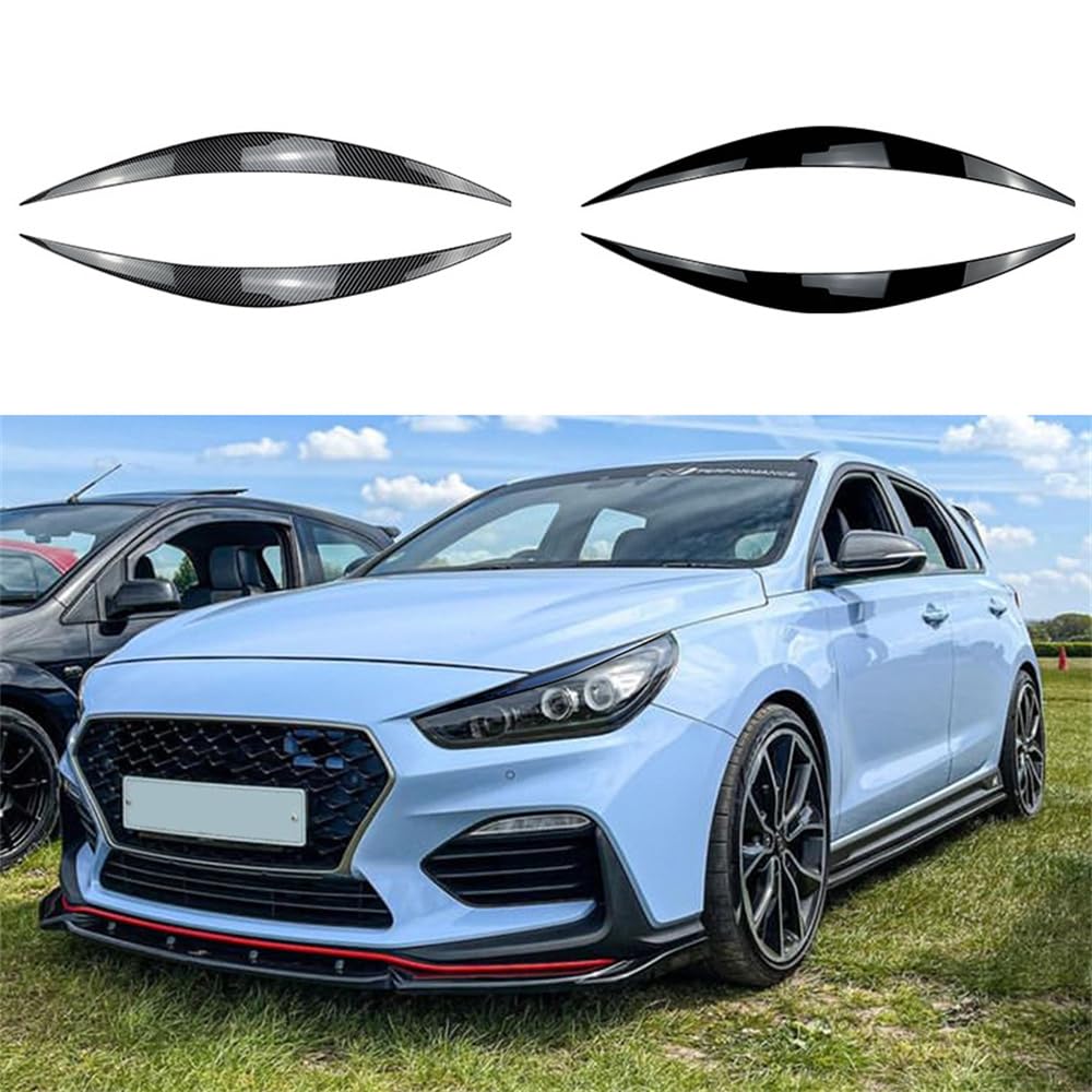 ABS błyszczący samochód zły reflektor brwi powieka, dla Hyundai I30N, dla N-Line RS Active Performance 2017-2020 naklejki 3D Tuning Brwi (Size : Gloss Black)
