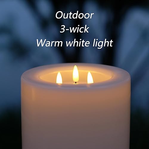 Miniatura 2 de Velas grandes sin llama XL para exteriores de 6.45 x 11 pulgadas con control remoto. Funciona con pilas LED impermeables y resistentes a la lluvia,