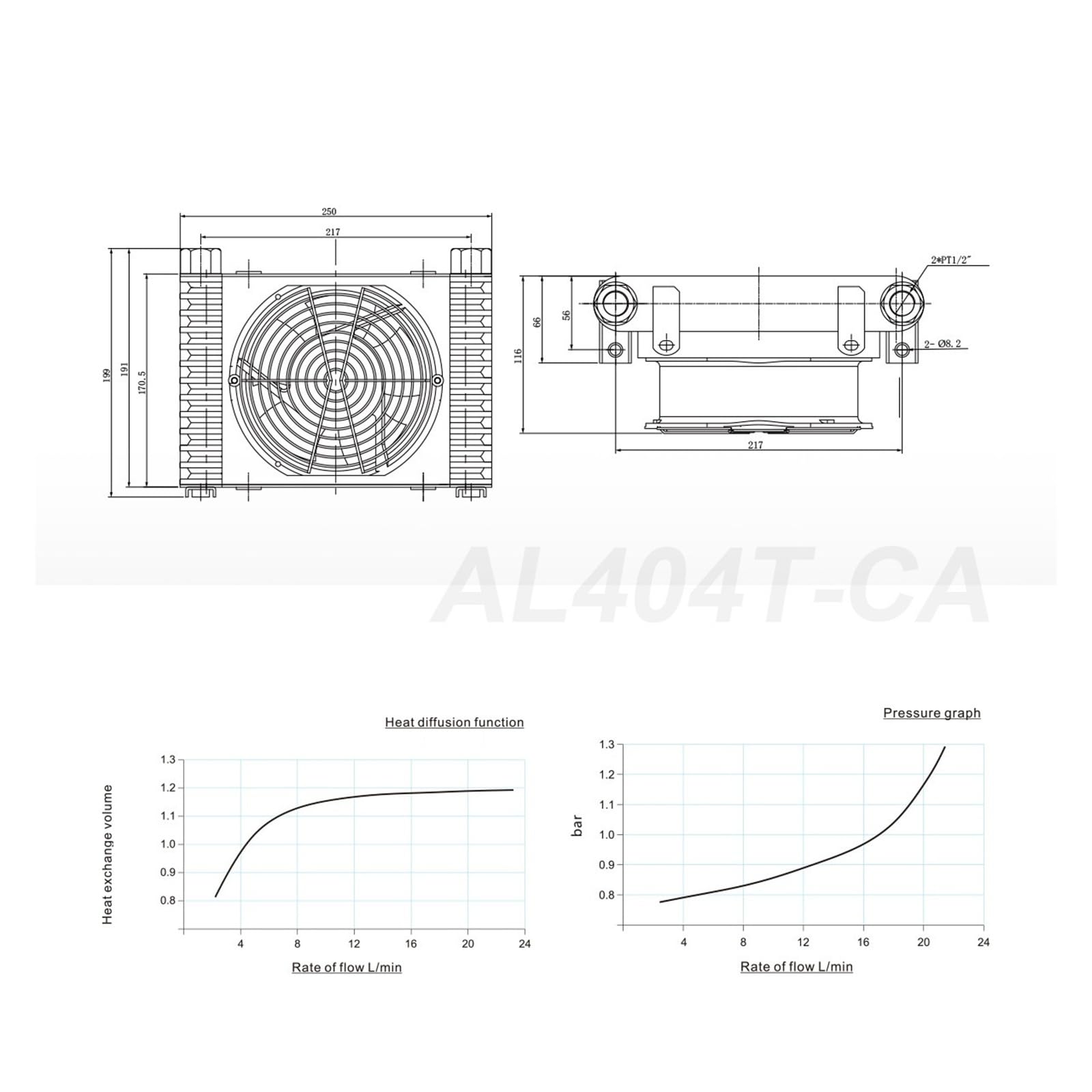 Compresor de aire de aluminio AL404T-CA de 10 l/min, enfriador de aceite, radiador con intercambiador de calor, soldadura precisa y ventilador eficiente. Fuerte absorción de impactos(DC12V)