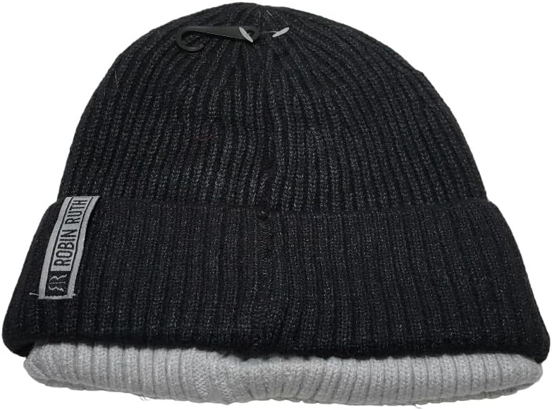 Robin Ruth Alaska Beanie Hat Quality Soft Grey Writting on Charcoal