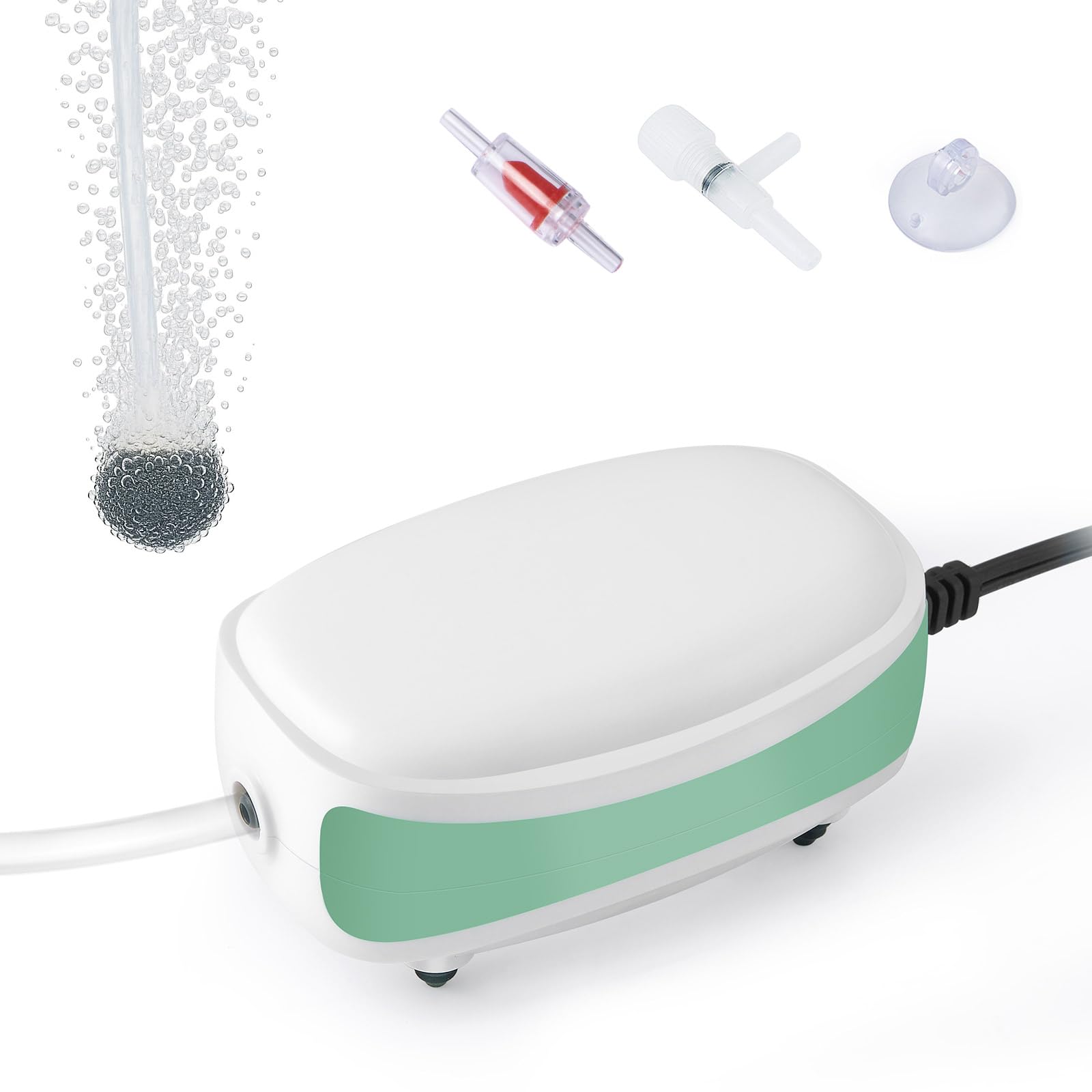 Aquarium Air Pump,1 Outlet Whisper Adjustable Fish Tank Aerator, Quiet Oxygen Pump with Accessories