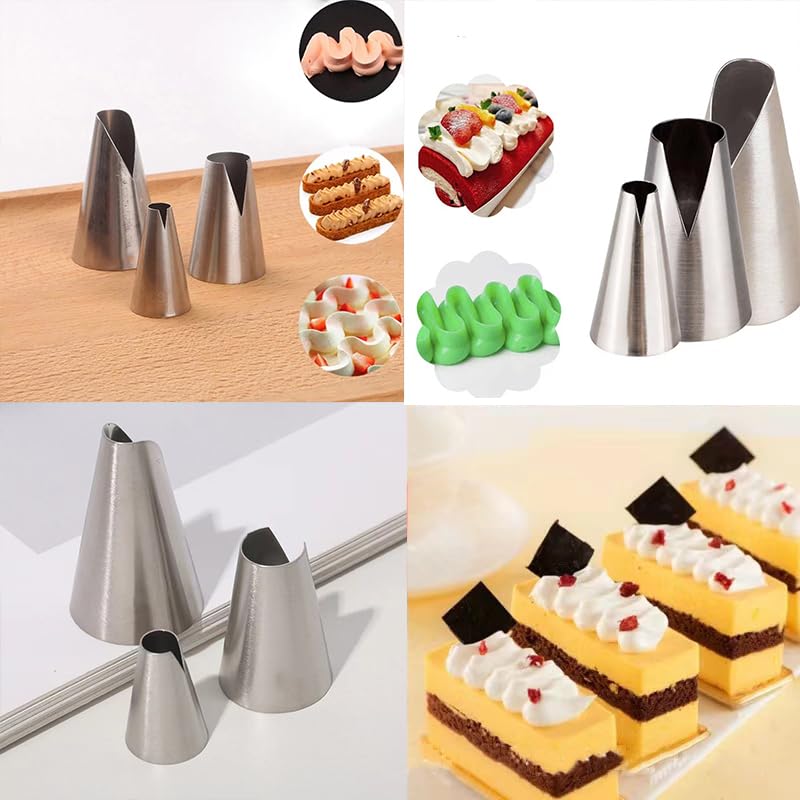 Puntas de tuberías de pasteles, Conjunto de puntas de tubería rusa, en forma de V boquillas de onda Kit de tuberías - Herramienta de boquilla de glaseado de bricolaje para cupcakes (forma de V) 3