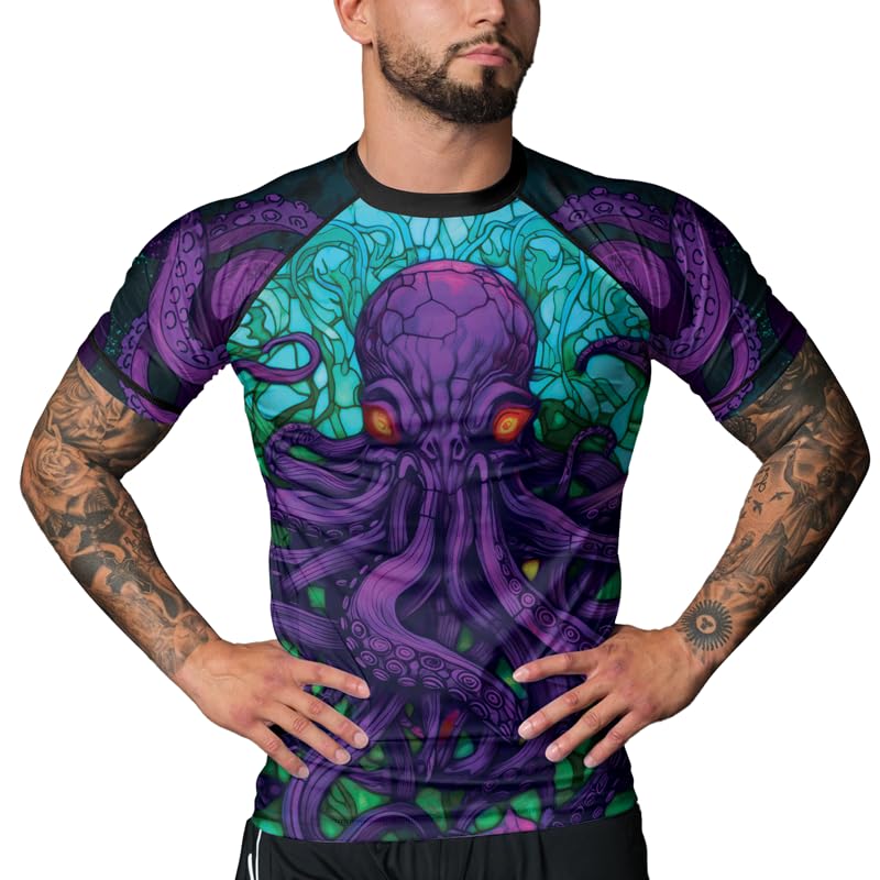 Octopus Men's Rash Guard Compression Short Sleeve MMA No-Gi Tight BJJ Jiu Jitsu Grappling Fitness Base Layer4