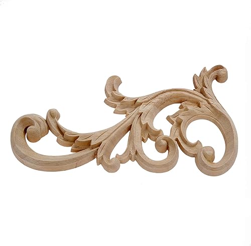 Miniatura 5 de MUXSAM 2 pares de apliques de madera tallada transparente, 7.9 x 3.5 in7.87 x 3.54 pulgadas, adhesivo decorativo de excelente funiture para puerta,