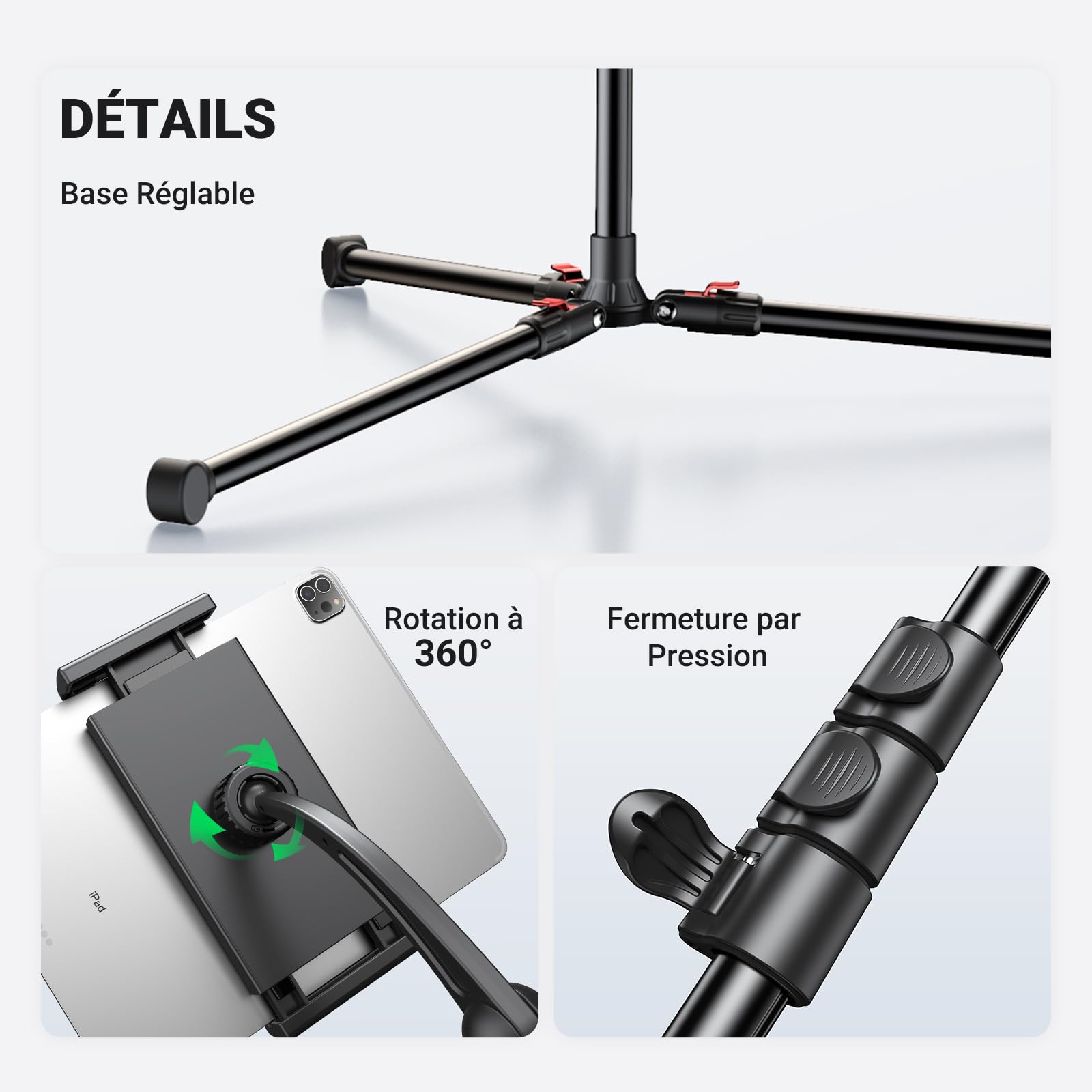 UGREEN Support Tablette de Trépied Repose Téléphone Compatible avec iPhone 16 iPad Pro 12,9 Air 2022 Mini Galaxy Tab A9 S9 A8