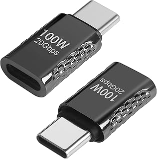 QIANRENON 20Gbps USB C Male to Female Adapter, 100W USB3.2 Type C Male to Female Connector, Zinc Alloy, Support 8K Sudio/Video, for Smartphone Tablet Steam Deck, 2 Pcs(Pass Through Male)
