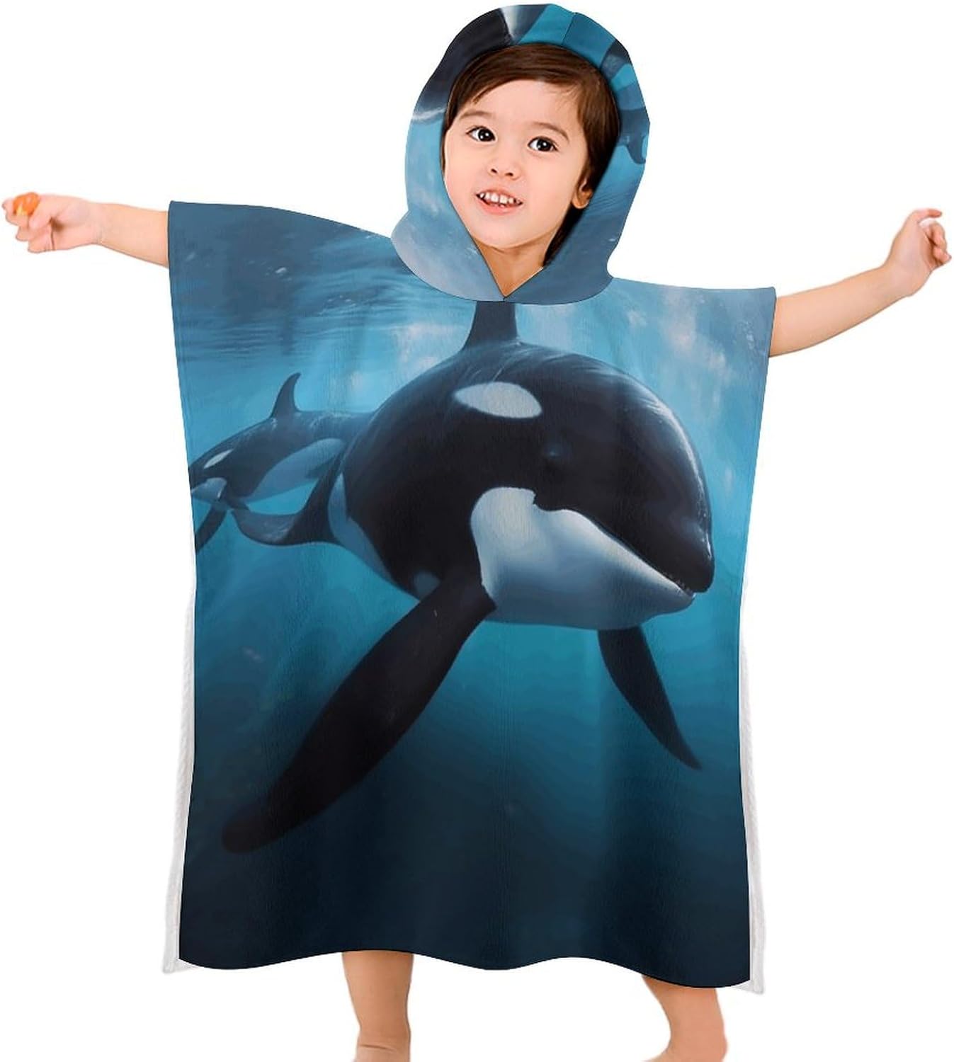 Kids Bath Towel Kids Hooded Beach Towel Kids Pool Towel Killer Whale Printed Kids Beach Towel for Boys Girls Soft Absorbent Quick Dry Beach Swim Pool Towel