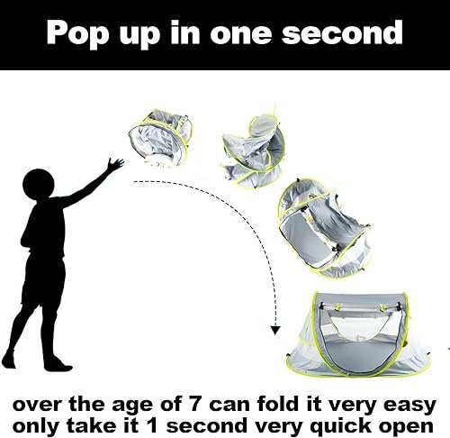Miniatura 6 de Poray - Tienda de campaña portátil para playa para bebés con protección solar UPF 50+, mosquitera y sombrilla, tienda de campaña de viaje ideal para