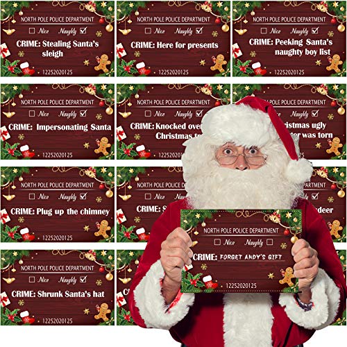 40 Christmas Mugshot Photo Booth Props Funny Naughty or Nice List Sign Large Christmas Picture Props Games Holiday Photo Booth Props for Xmas Winter Holiday Party Photo Supplies Decor, 11.8 x 7.9 Inch