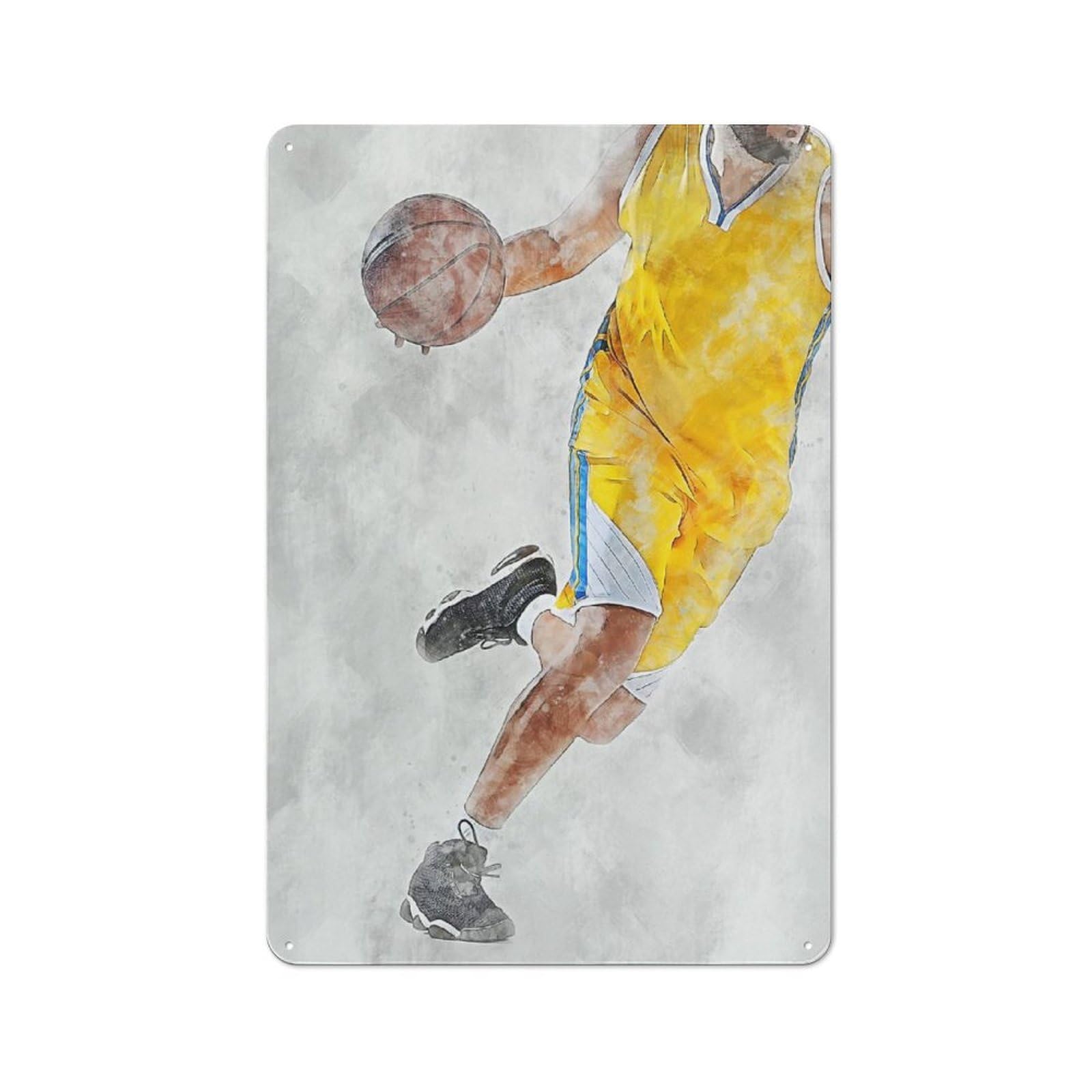 Junmoney Style-20 Tin Wall Plaque 30X20cm With Basketball 6 For Home Office Or Studio, For Garage, Workshop And Man Cave Decoration