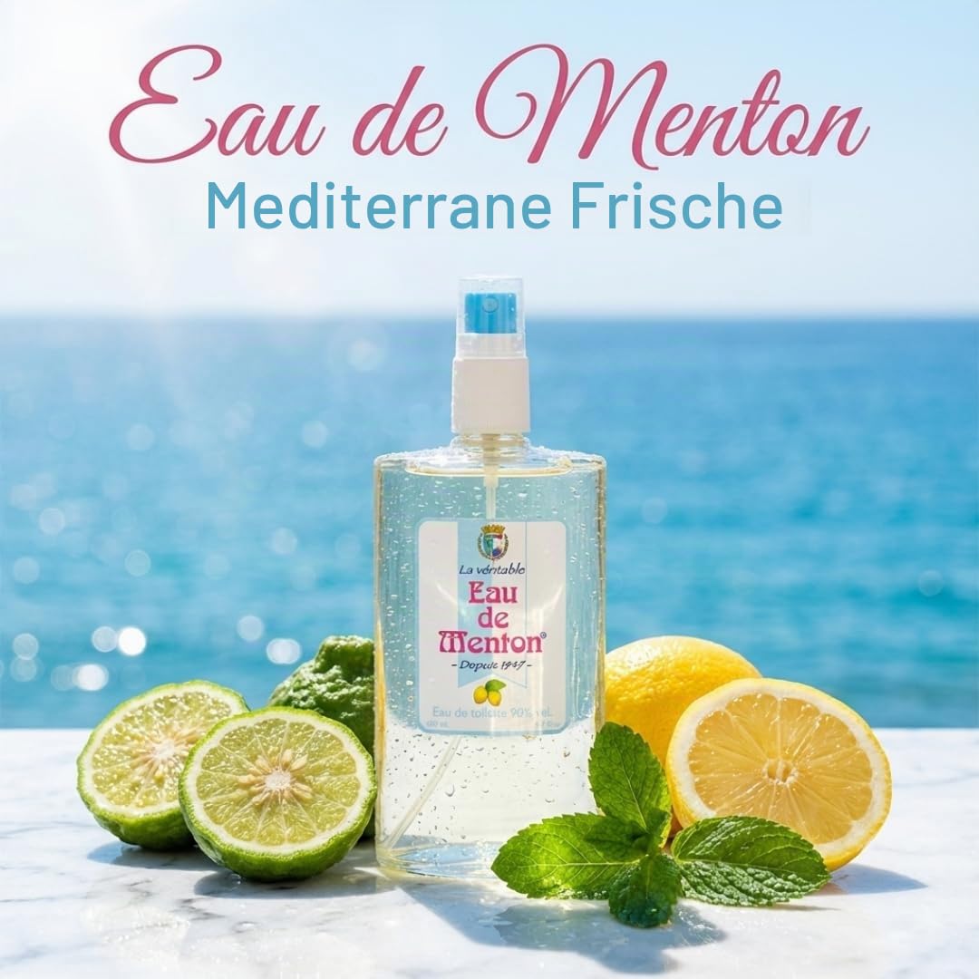 Die Echte Eau de Menton, Eau de Toilette mit Zitrone - handwerklicher Parfümeur aus Französische Riviera (200 ml)